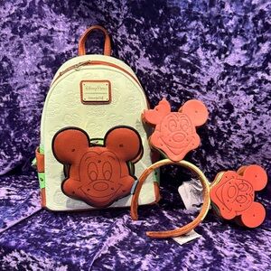 Mickey Mouse Ice Cream Sandwich Loungefly Backpack & Disney Eats Ears-NWT
